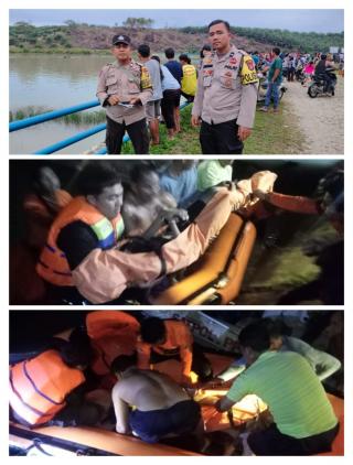 Respon Cepat Polres Kuansing dan Polsek Benai Bersama Tim Cari Korban Tenggelam Dibendungan Simandol